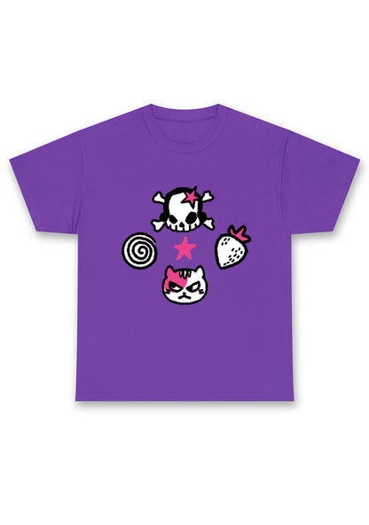 Skull Strawberry Cat Stars Chunky Shirt