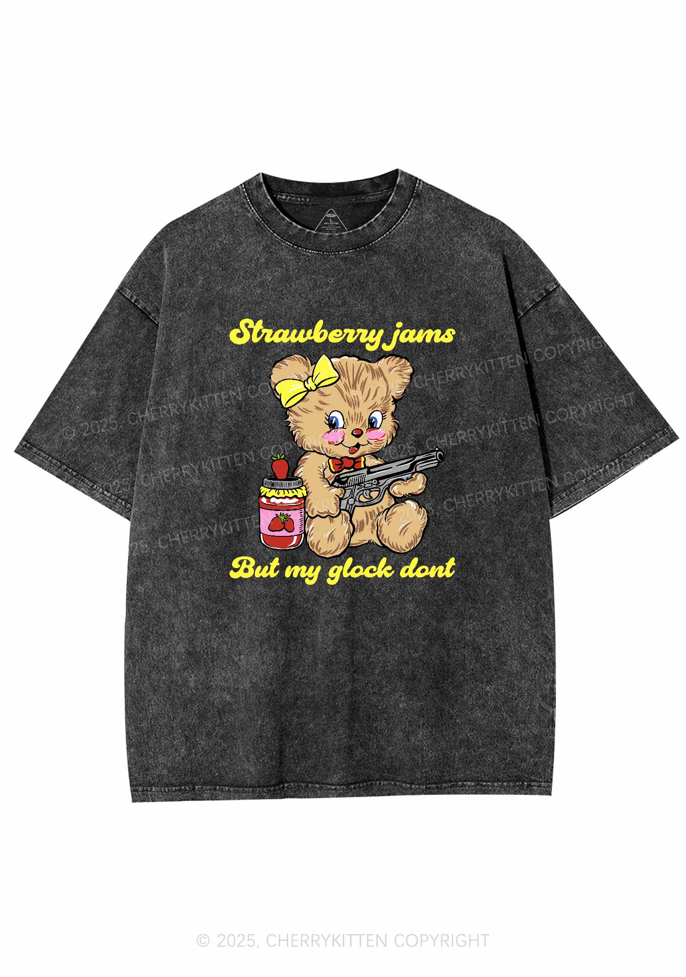 Strawberry Jams Bear Y2K Washed Tee Cherrykitten