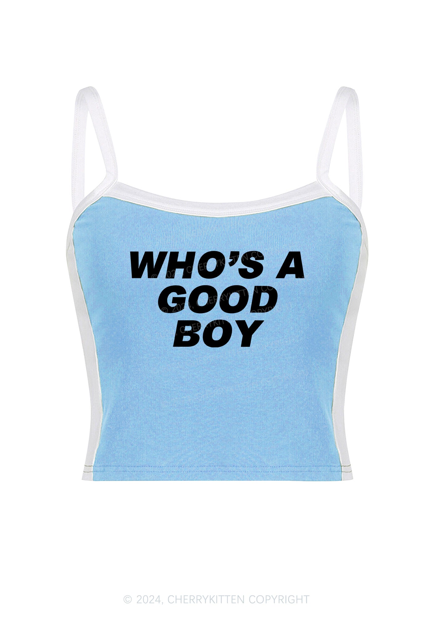 Who's A Good Boy Y2K Color Block Crop Cami Top Cherrykitten