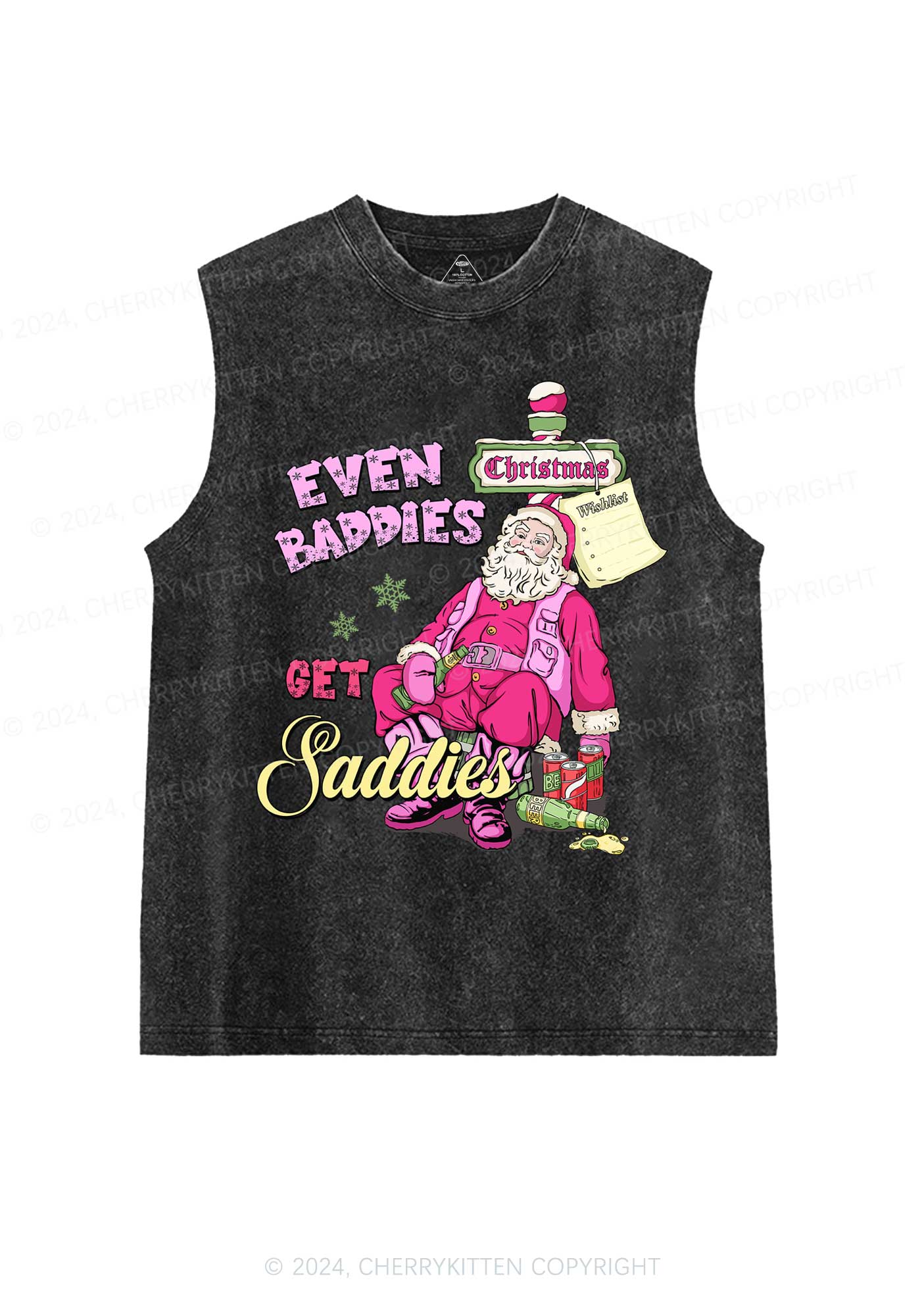 Christmas Baddies Santa Y2K Washed Tank Cherrykitten