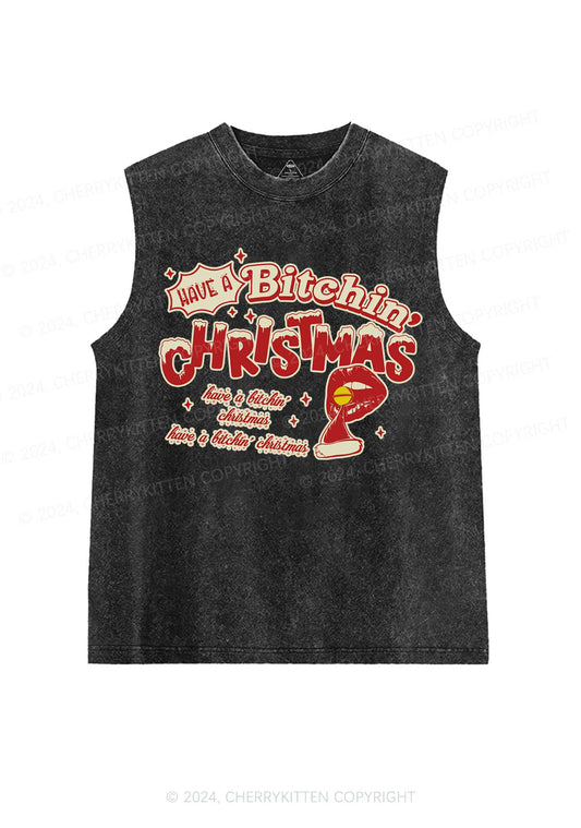 Christmas Red Lips Y2K Washed Tank Cherrykitten