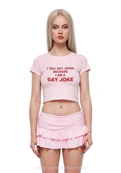 Gay Joke Y2K Baby Tee Cherrykitten