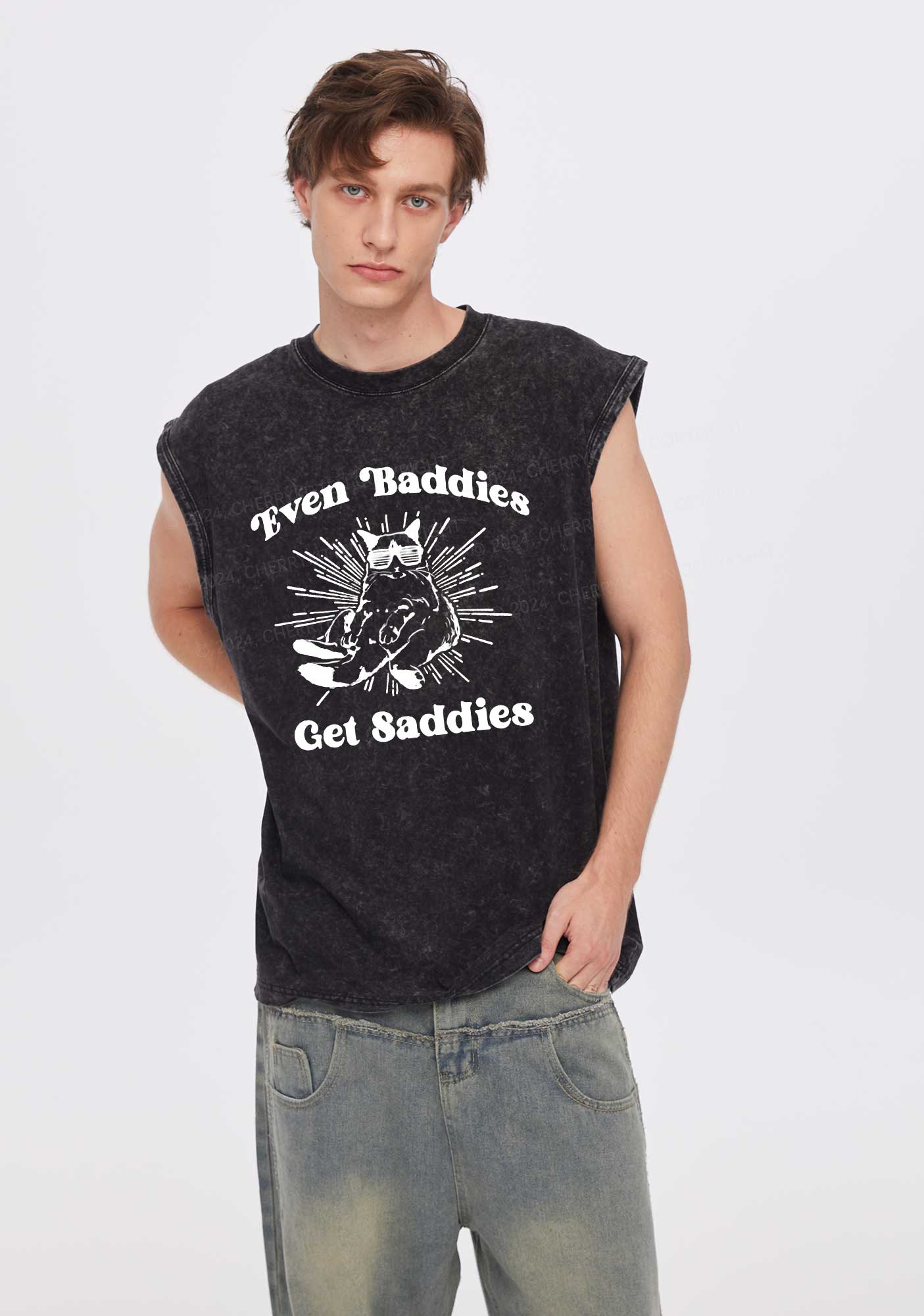 Baddies Cat Y2K Washed Tank Cherrykitten