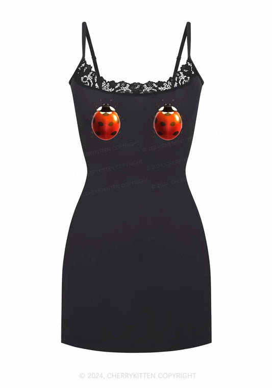 Ladybugs Y2K Lace Slip Dress Cherrykitten