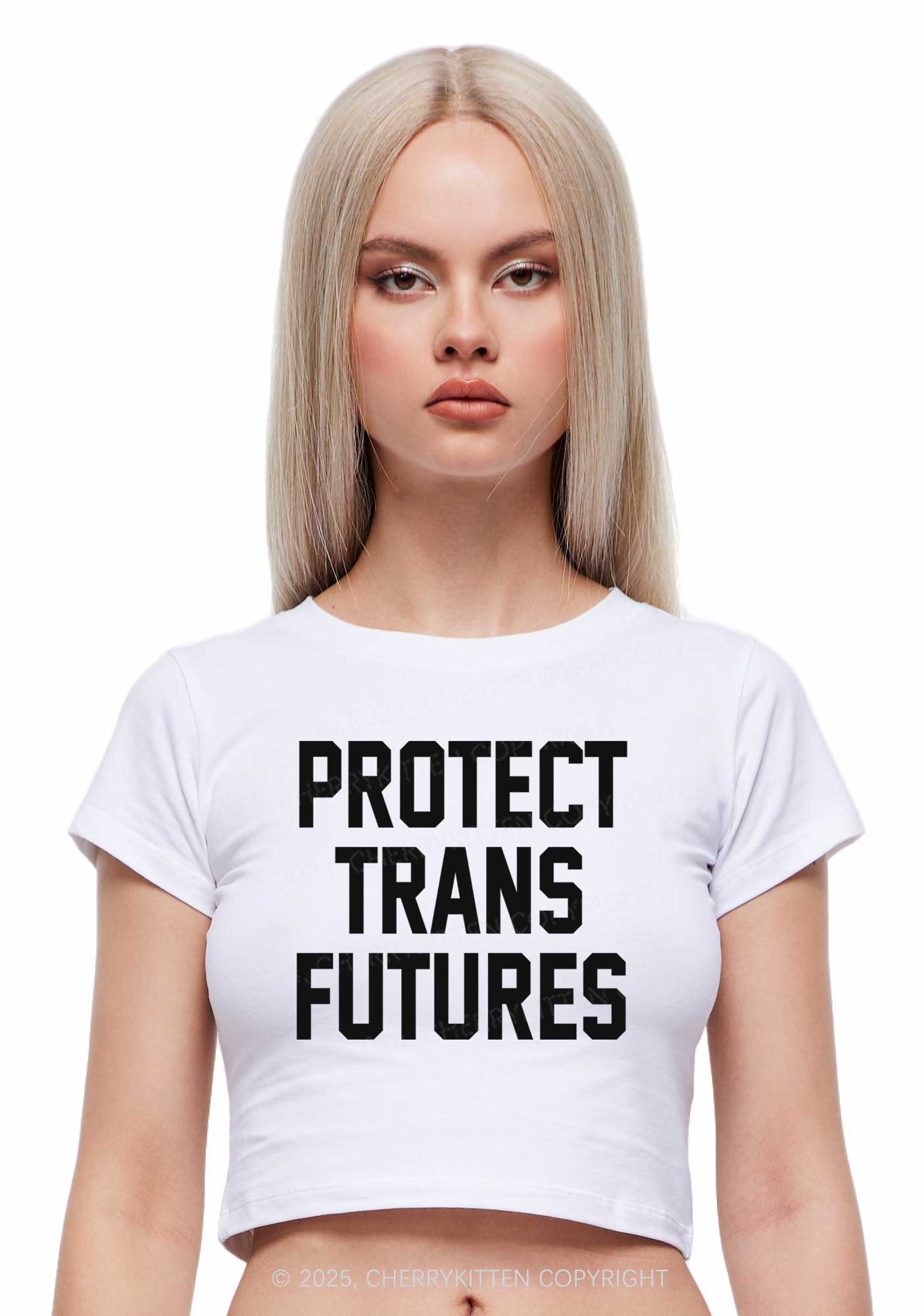 Protect Trans Futures Y2K Baby Tee Cherrykitten