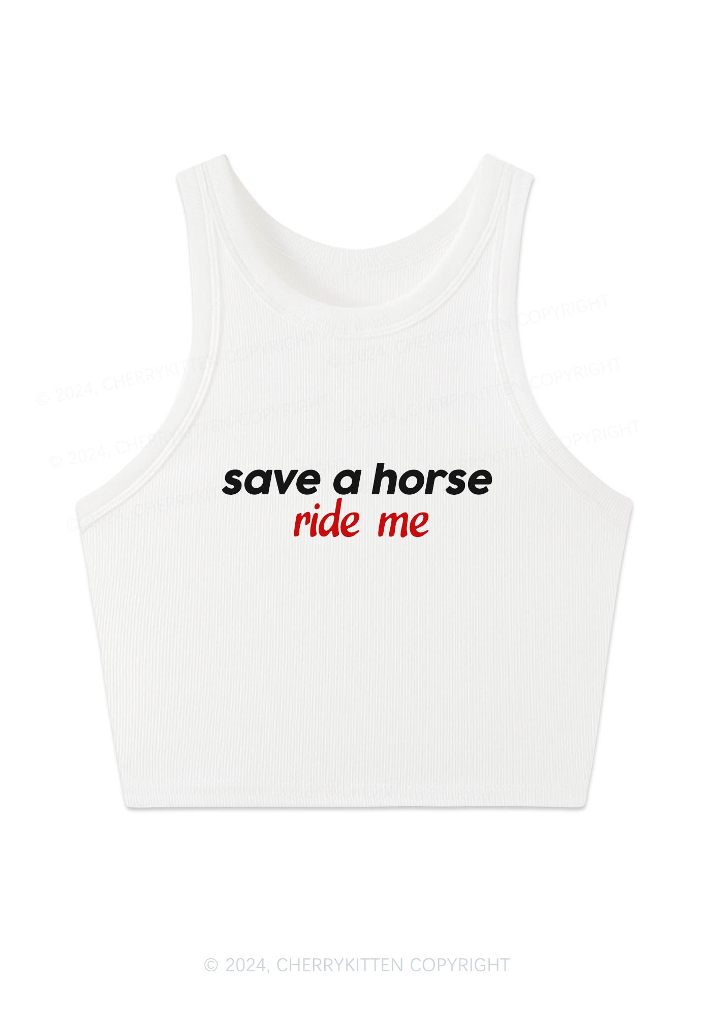 Save Horse Ride Me Y2K Crop Tank Top Cherrykitten