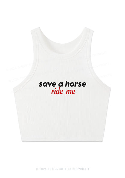 Save Horse Ride Me Y2K Crop Tank Top Cherrykitten