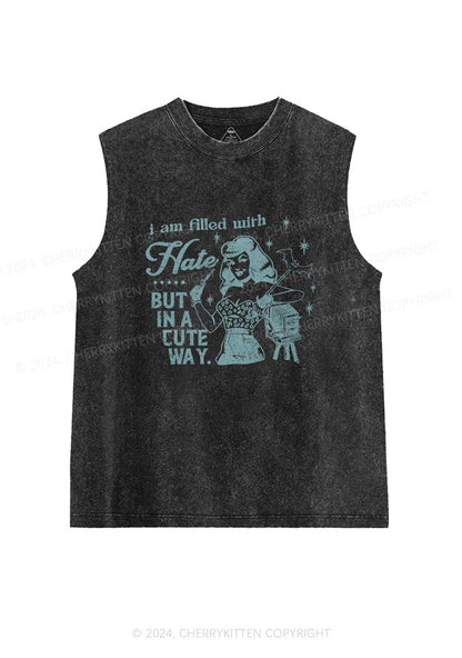 Hate In A Cute Way Y2K Washed Tank Cherrykitten