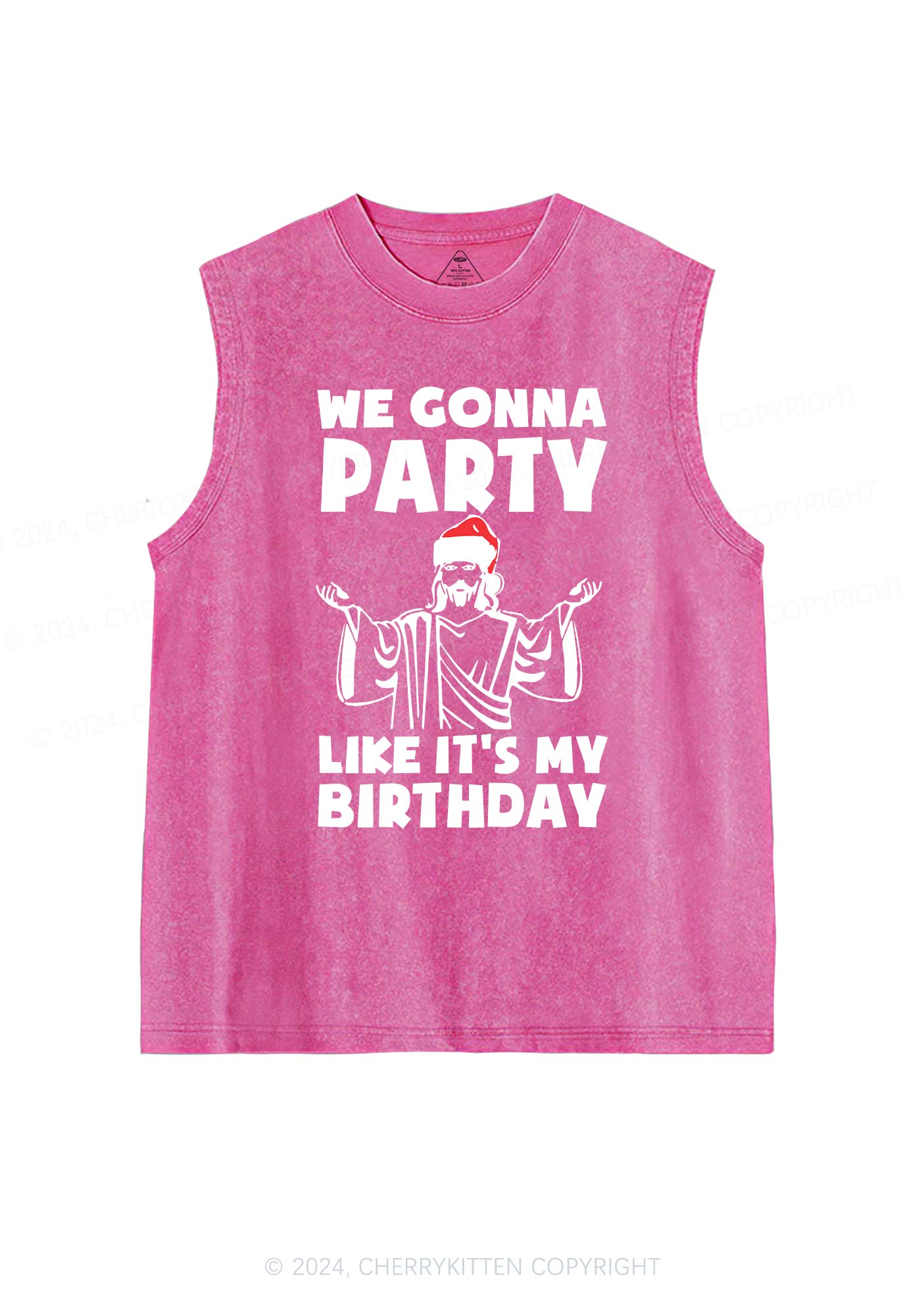 Christmas We Gonna Party Y2K Washed Tank Cherrykitten