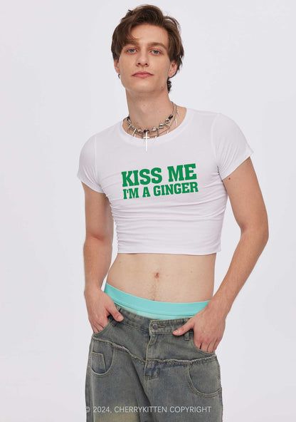 Kiss Me Im Ginger St Patricks Y2K Baby Tee Cherrykitten