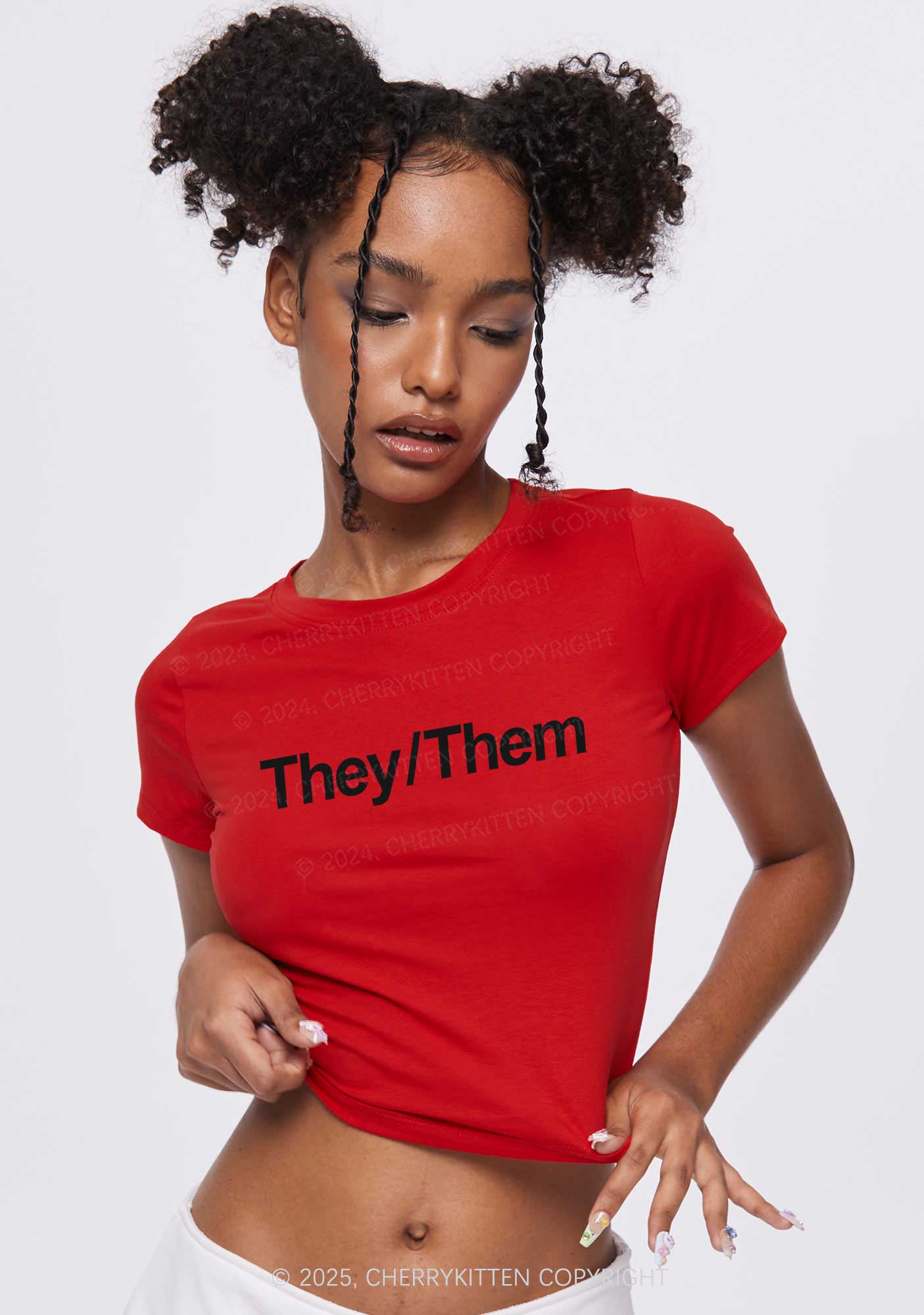 They Or Them Y2K Baby Tee Cherrykitten