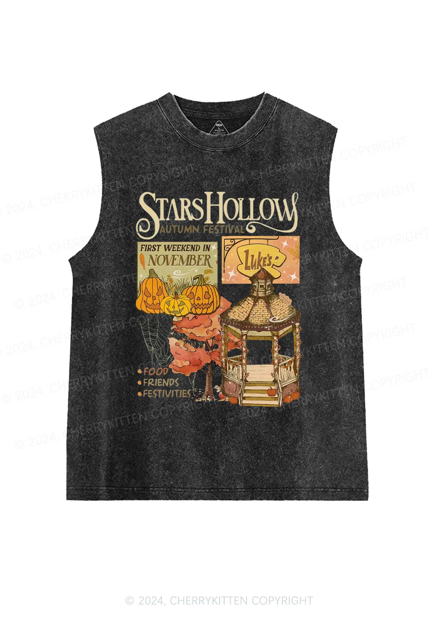 Halloween Stars Hollow Y2K Washed Tank Cherrykitten