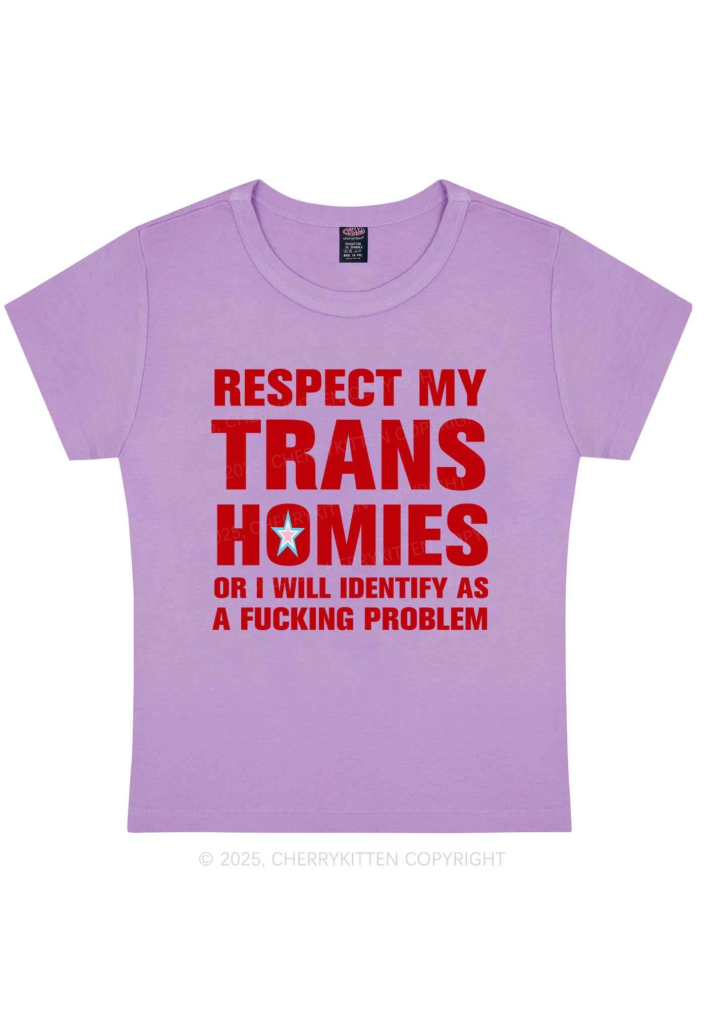 Respect My Trans Homies Y2K Baby Tee Cherrykitten