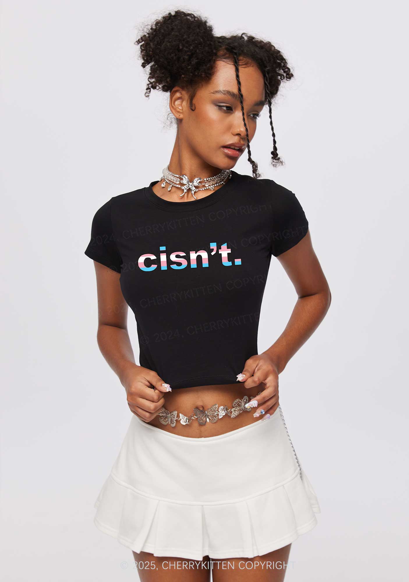 Cisn't Y2K Baby Tee Cherrykitten