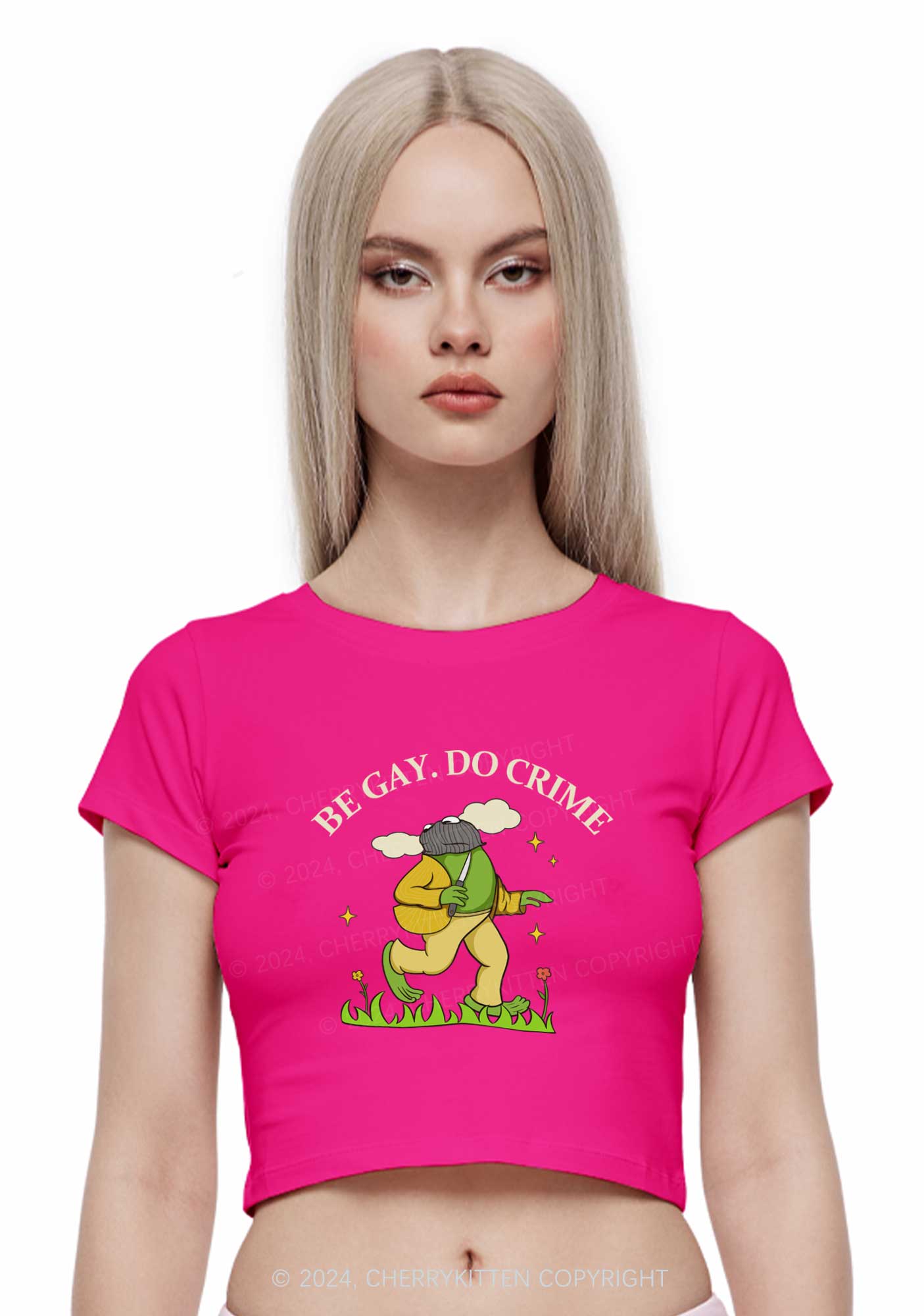 Be Gay Do Crime Frog Y2K Baby Tee Cherrykitten