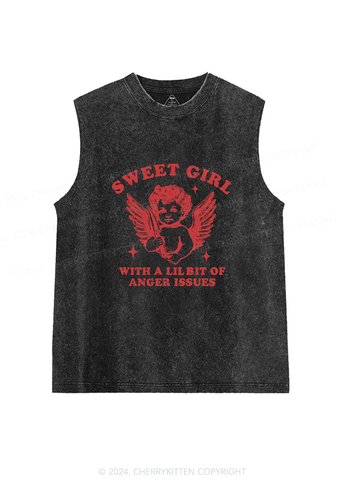 Sweet Girl With Anger Issues Y2K Washed Tank Cherrykitten