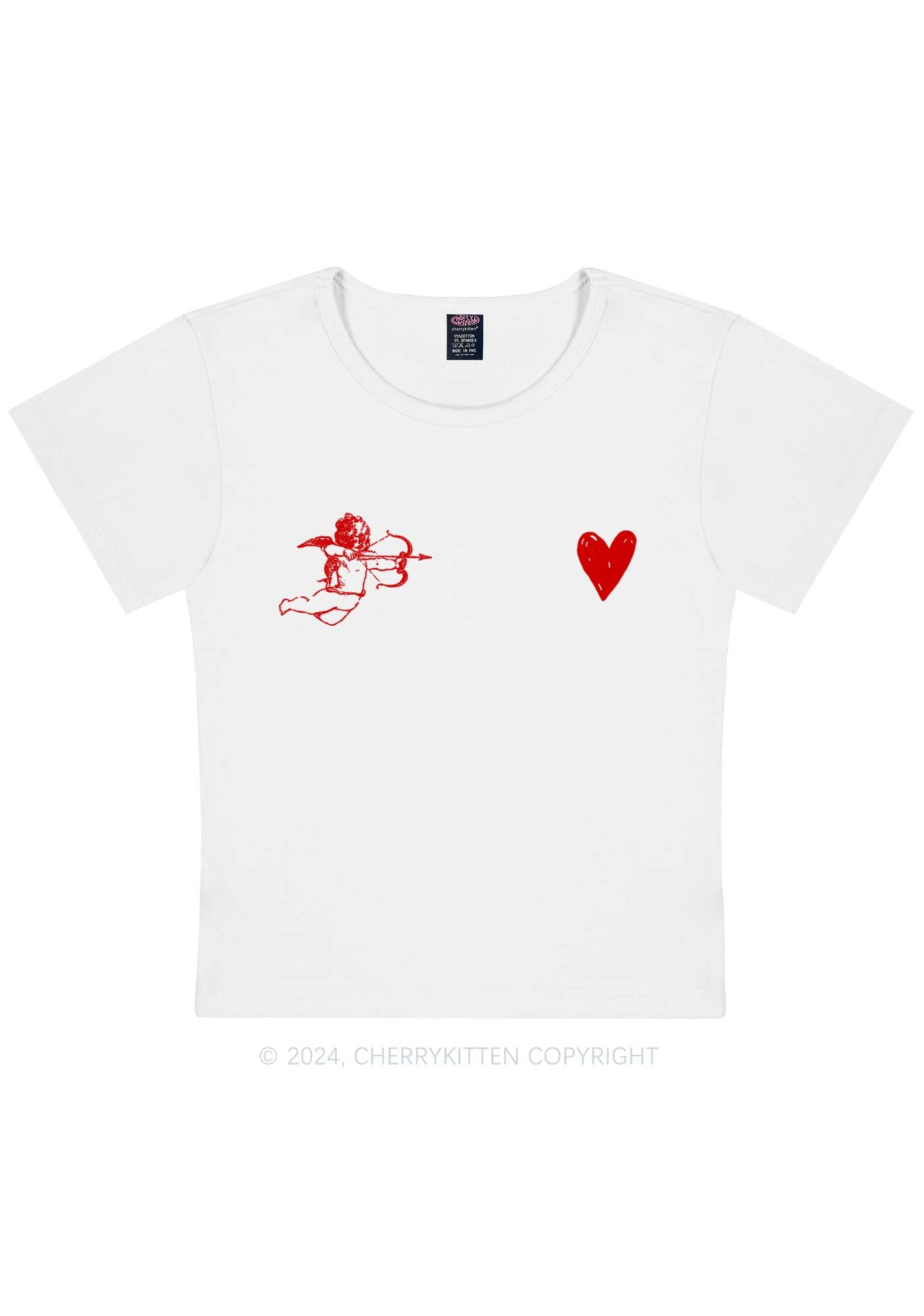 Cupid Red Heart Y2K Valentine's Day Baby Tee Cherrykitten