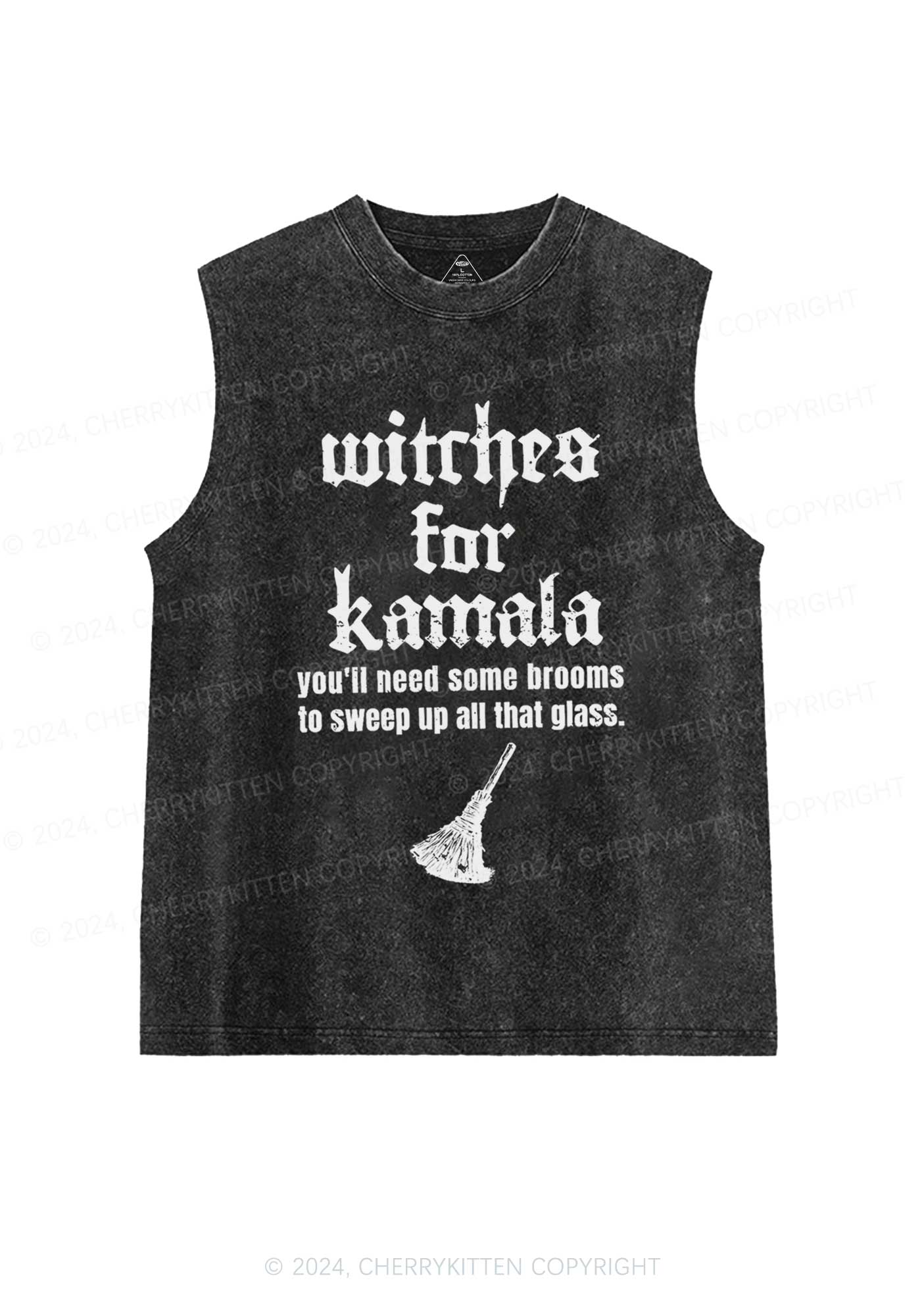 Halloween Witches for Kamala Y2K Washed Tank Cherrykitten