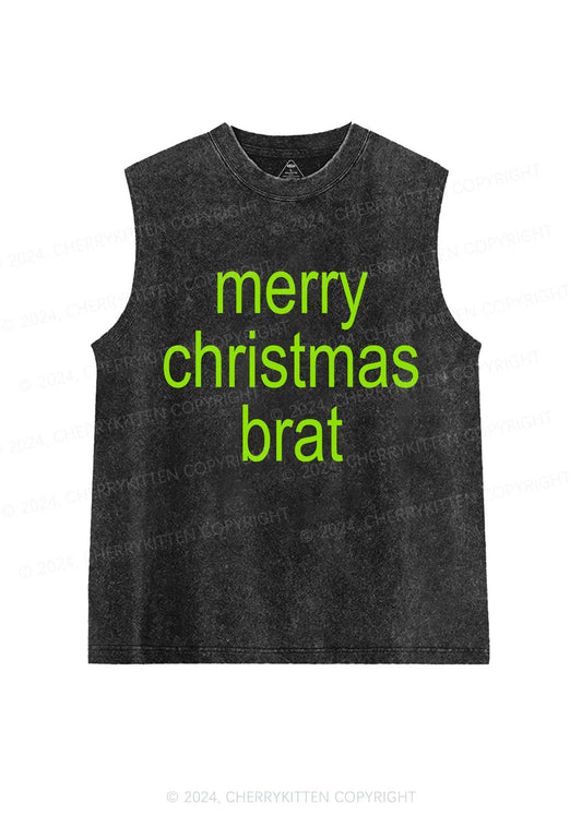 Merry Christmas Brat Y2K Washed Tank Cherrykitten