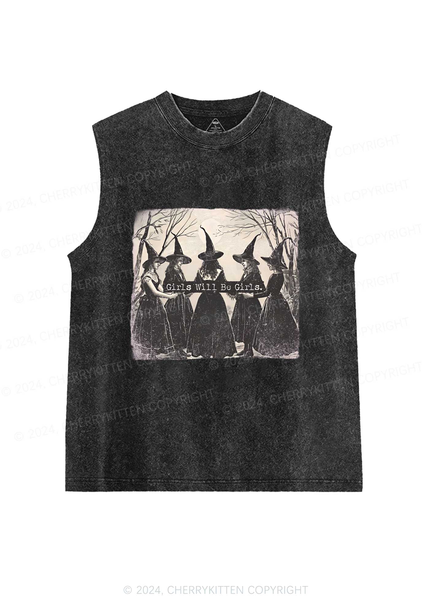 Halloween Girls Will Be Girls Y2K Washed Tank Cherrykitten