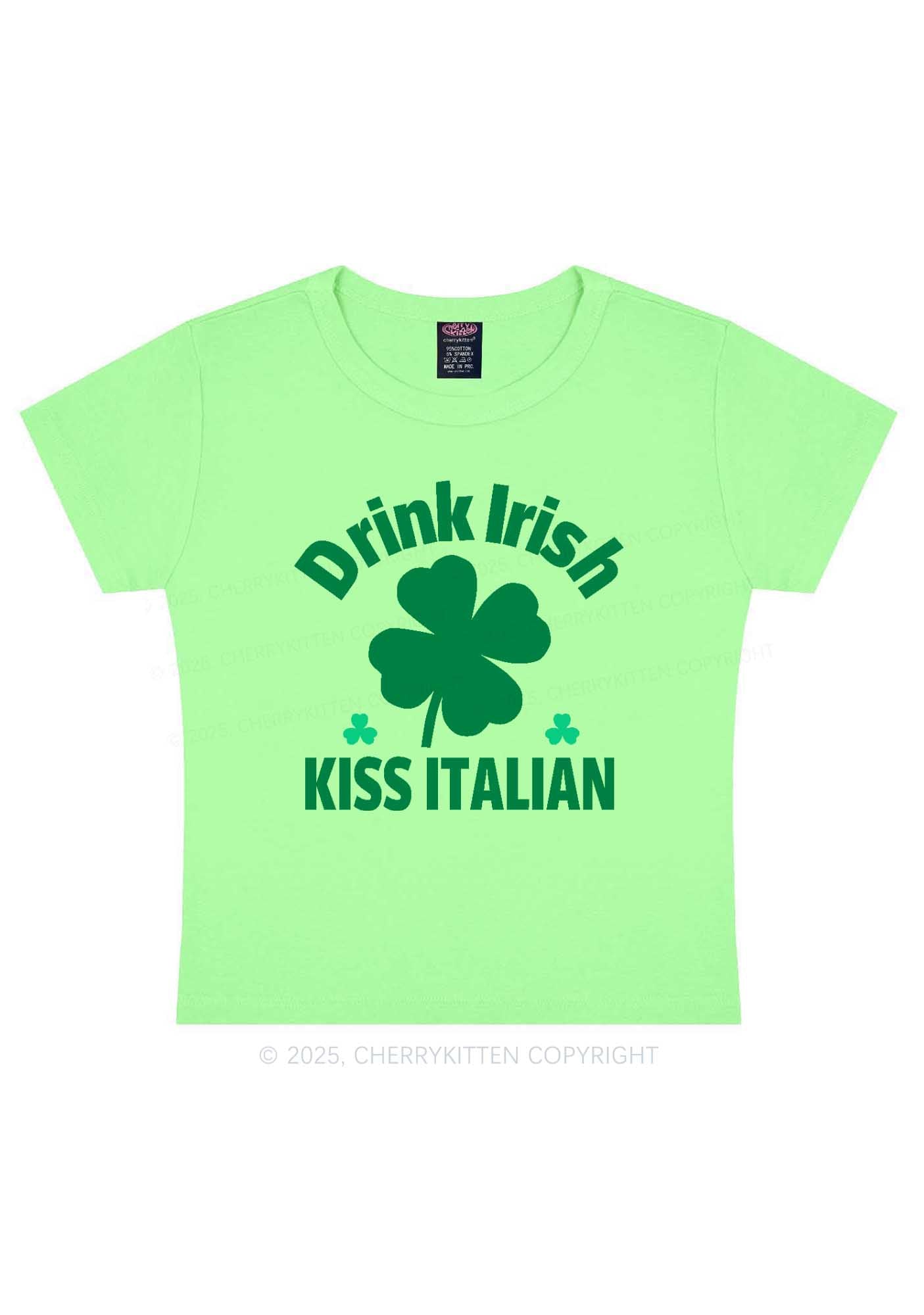 Drink Irish Kiss Italian St Patricks Y2K Baby Tee Cherrykitten