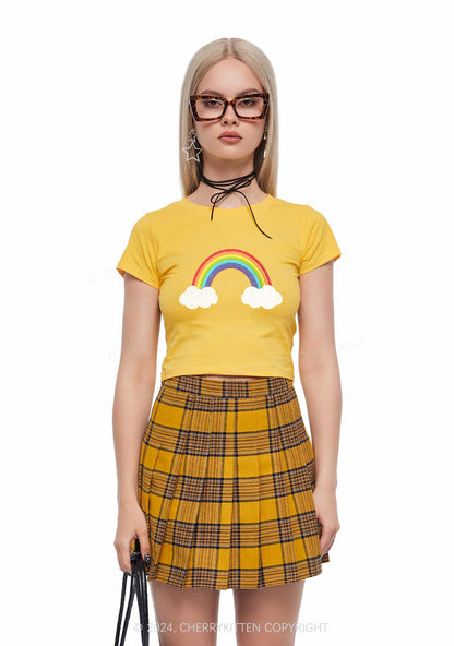 Rainbow Cloud Y2K Baby Tee Cherrykitten