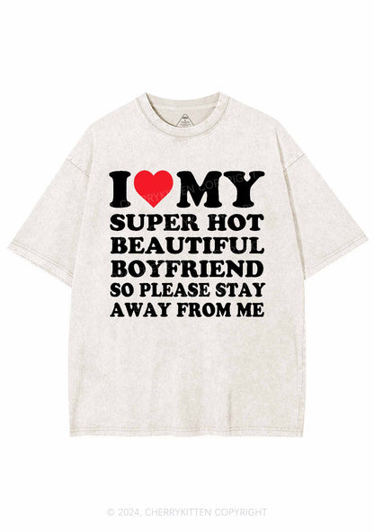 My Super Hot Boyfriend Y2K Valentine's Day Washed Tee Cherrykitten