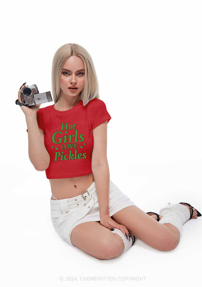 Hot Girls Love Pickles Y2K Baby Tee Cherrykitten