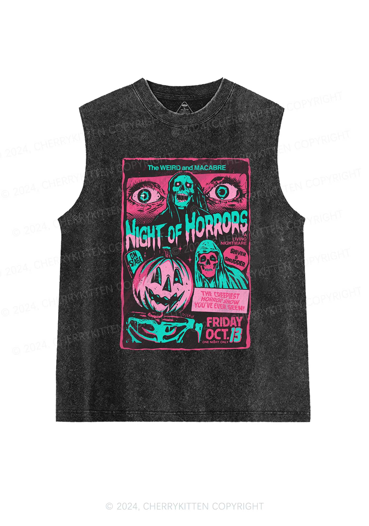 Halloween Nights Of Horrors Y2K Washed Tank Cherrykitten