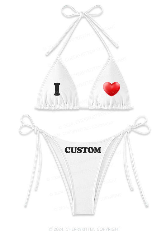I Love Custom Y2K Halter Triangle Bikini Set Cherrykitten