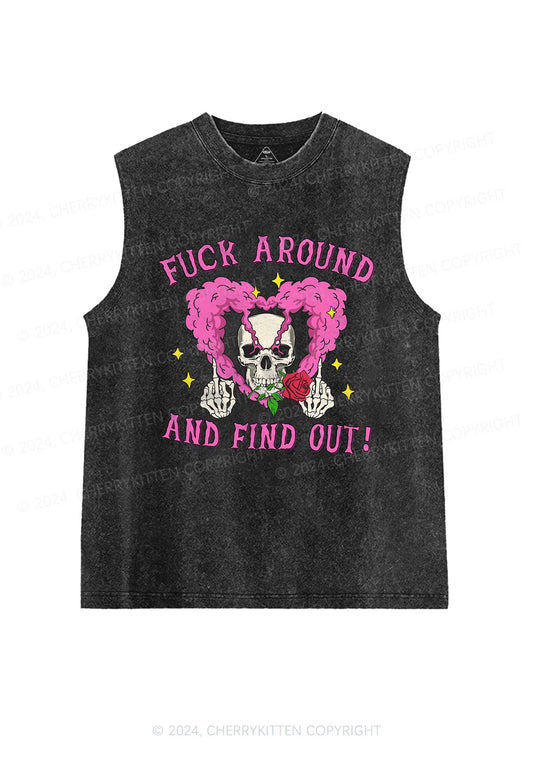 Halloween Fxxk Around Y2K Washed Tank Cherrykitten