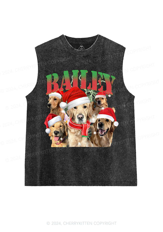 Christmas Custom Pet Photo Y2K Washed Tank Cherrykitten