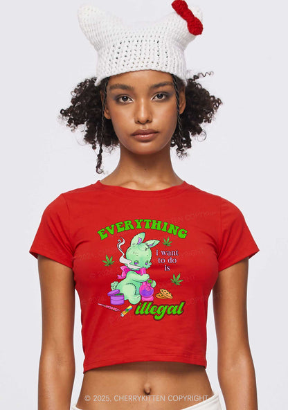 Everything Is Illegal Bunny Y2K Baby Tee Cherrykitten