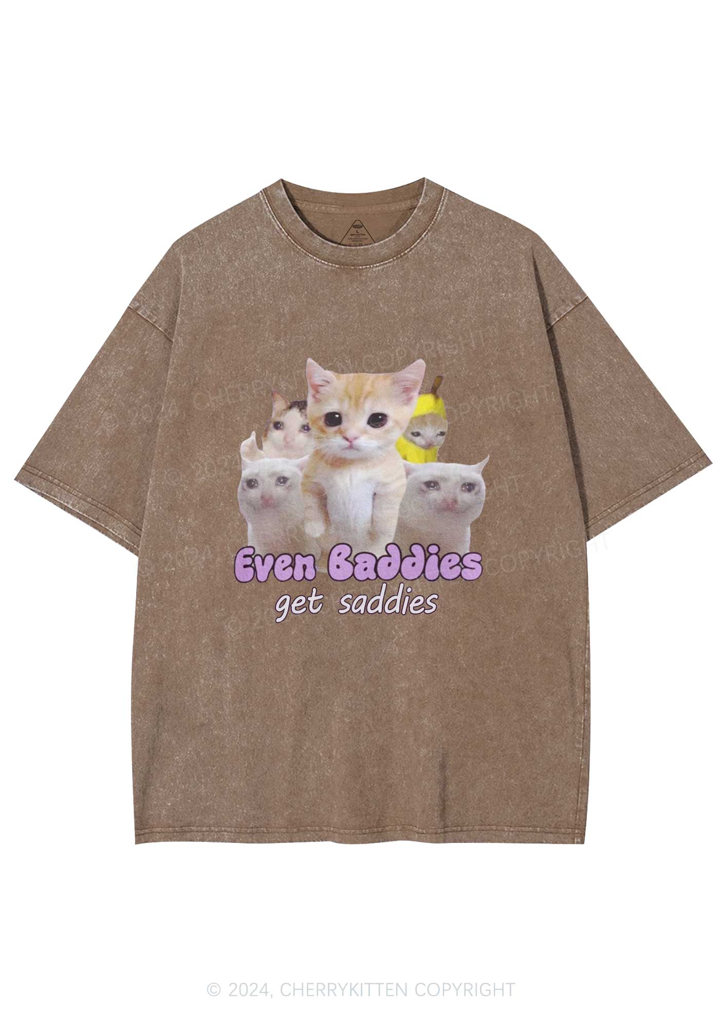 Saddies Five Cats Y2K Washed Tee Cherrykitten