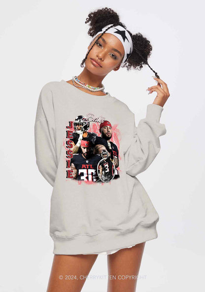 Red Jessie Y2K Super Bowl Washed Sweatshirts Cherrykitten