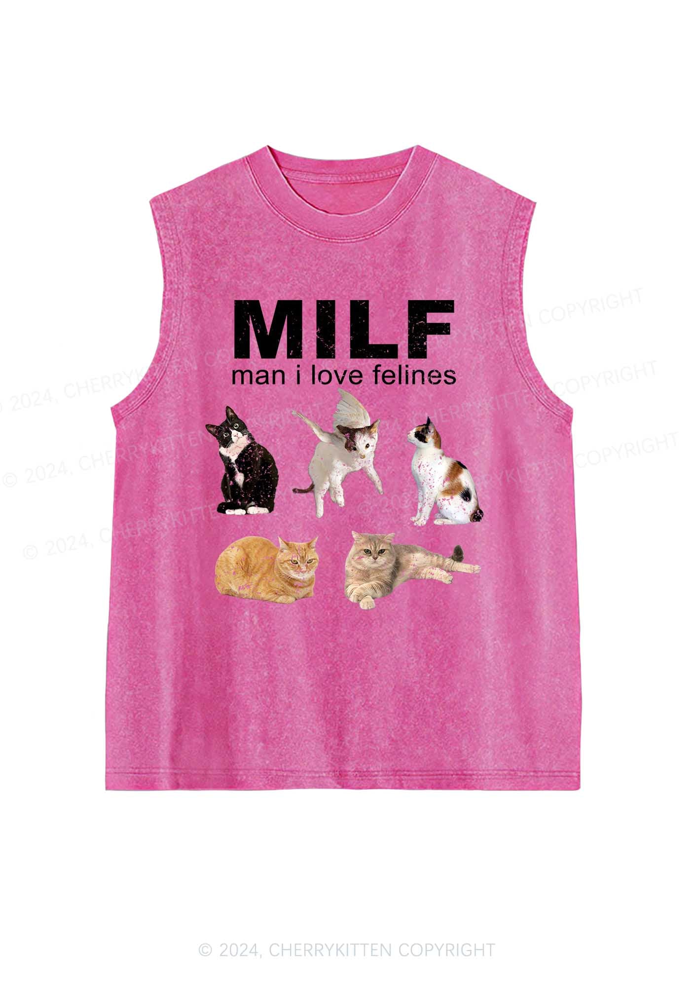 Mxxf Felines Y2K Washed Tank Cherrykitten