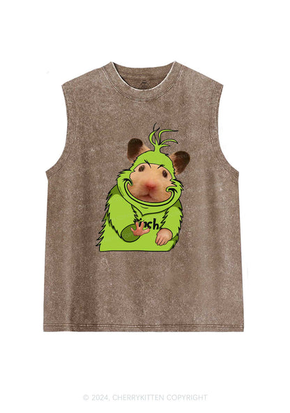 Christmas Green Ratz Y2K Washed Tank Cherrykitten