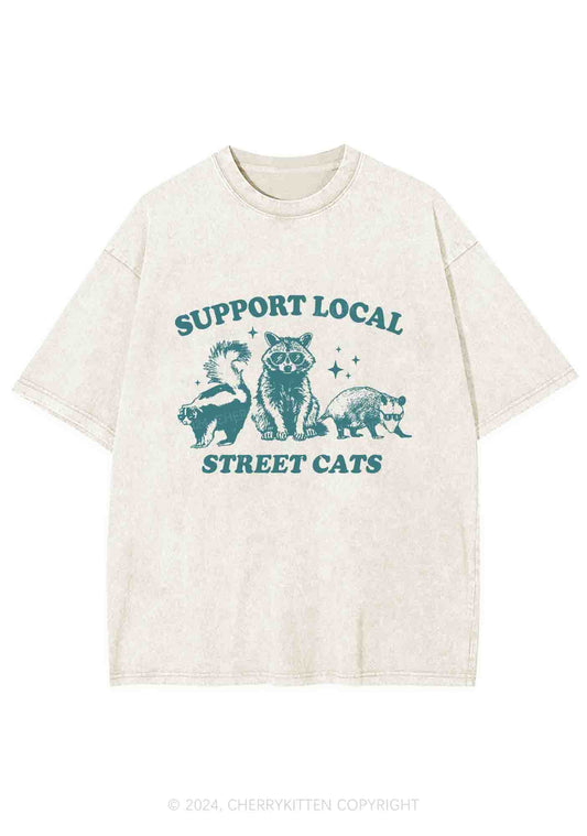 Support Local Street Cats Y2K Washed Tee Cherrykitten