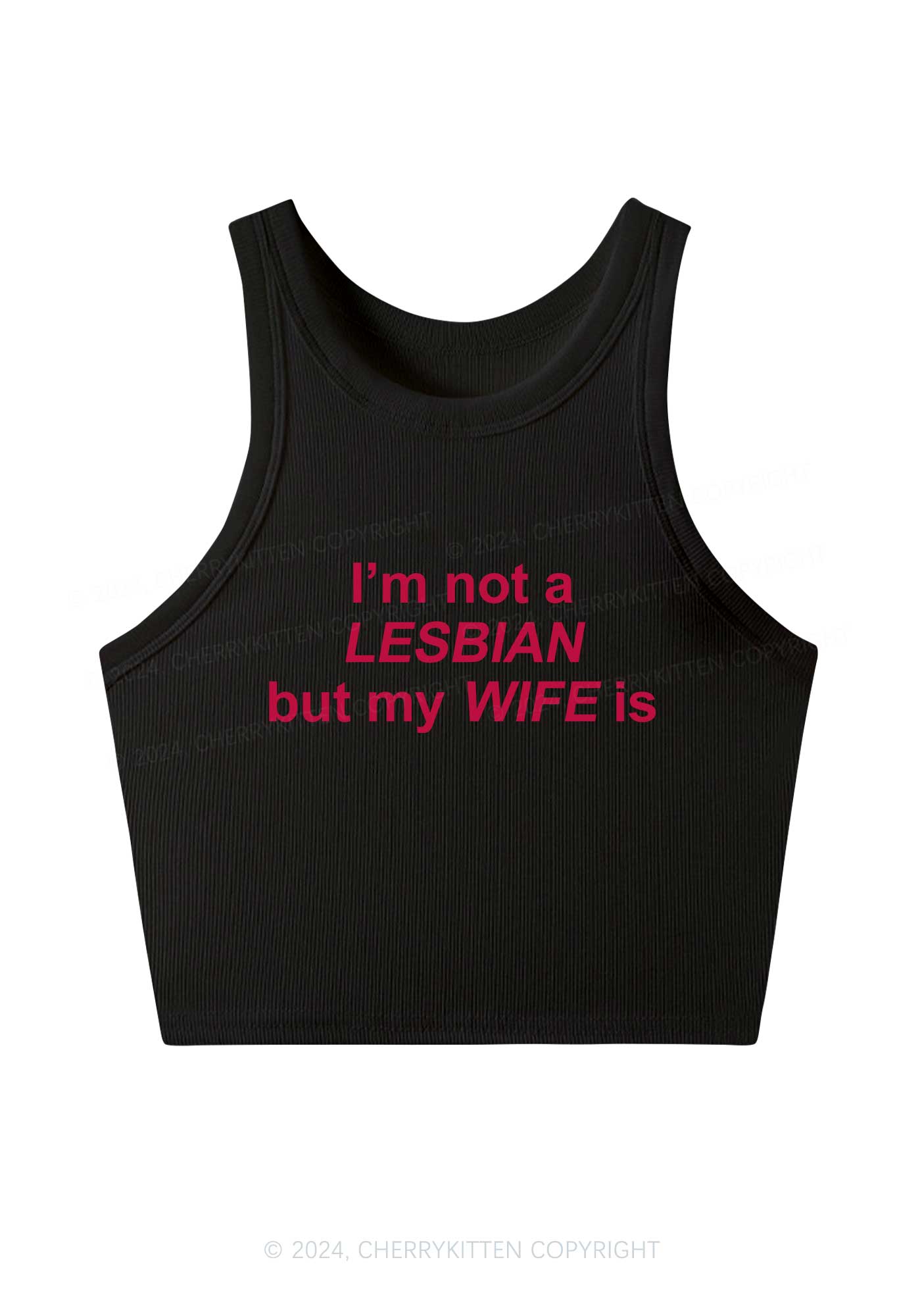 My Wife Is Lesbian Y2K Crop Tank Top Cherrykitten