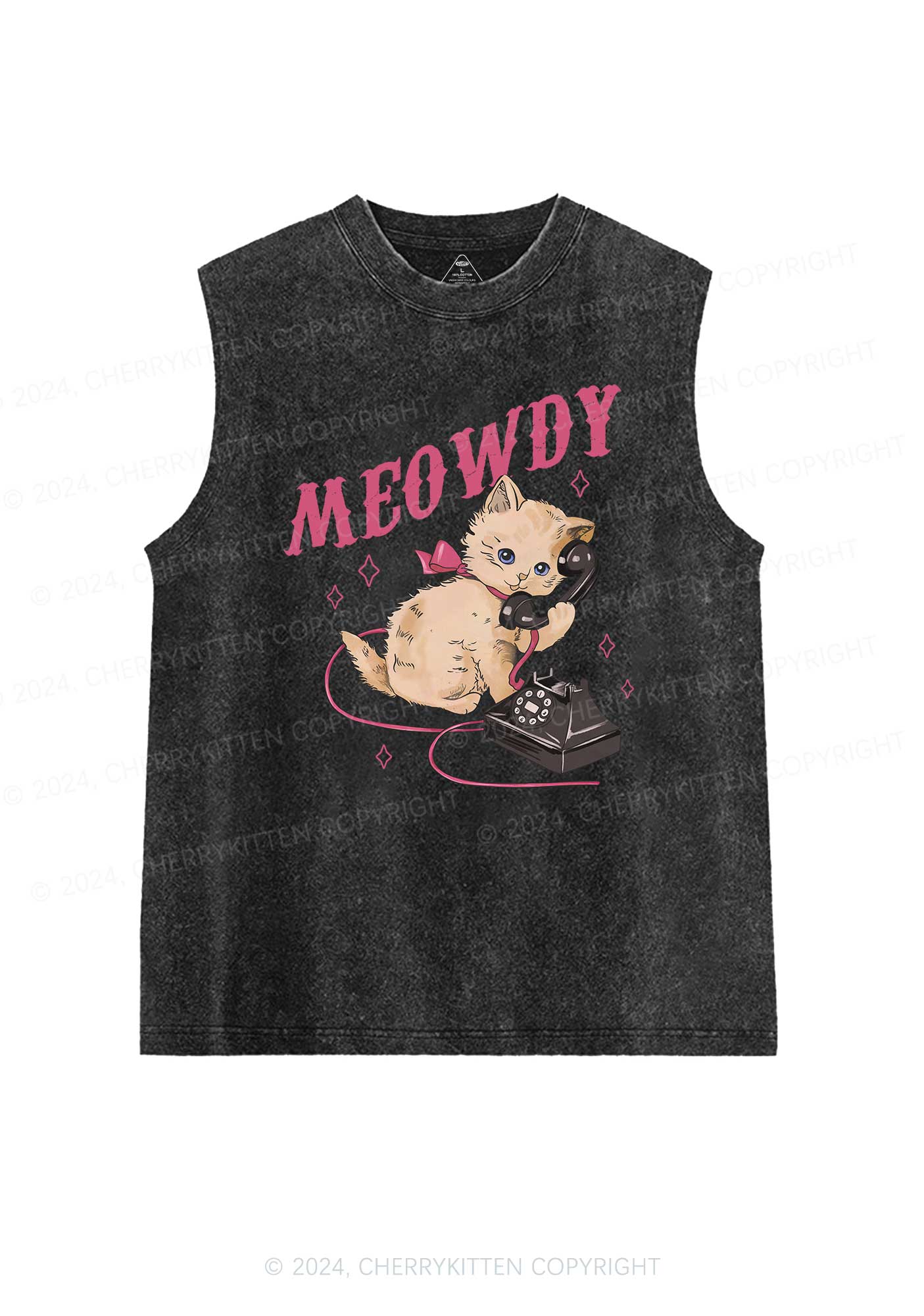 Meowdy Kitten Y2K Washed Tank Cherrykitten