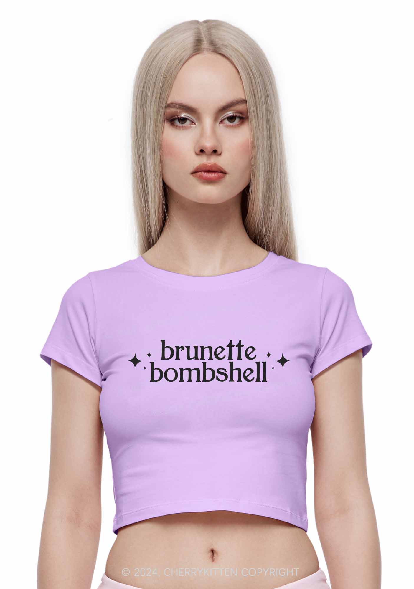 Brunette Bombshell Y2K Baby Tee Cherrykitten