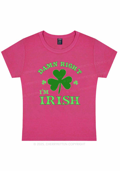 Damn Right Im Irish St Patricks Y2K Baby Tee Cherrykitten