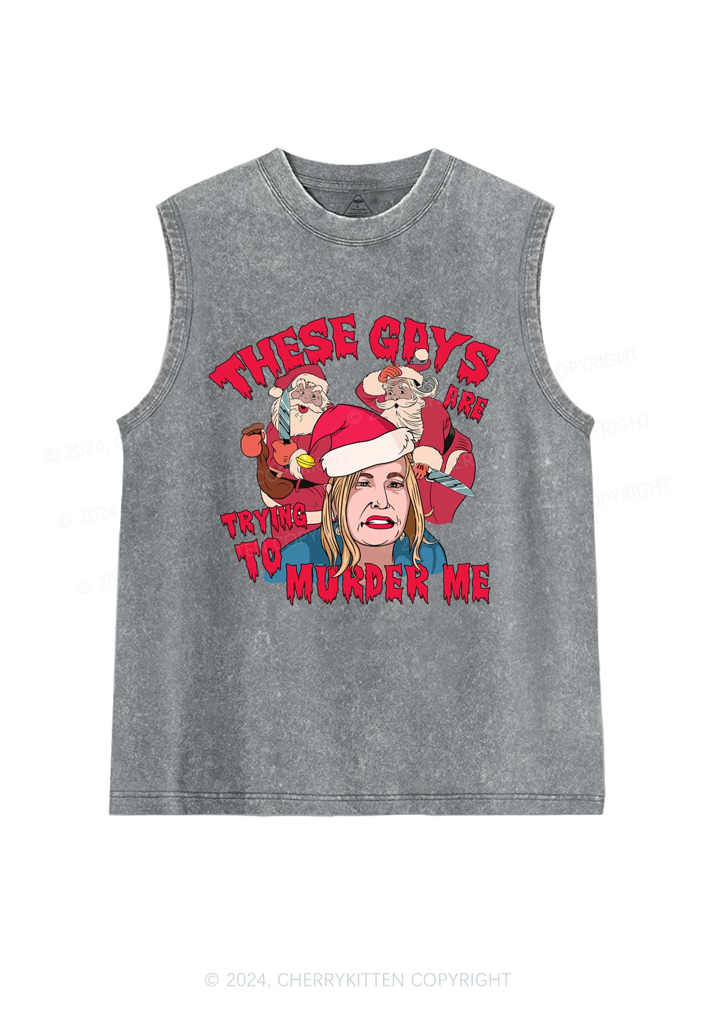 Christmas Gays Murder Me Y2K Washed Tank Cherrykitten