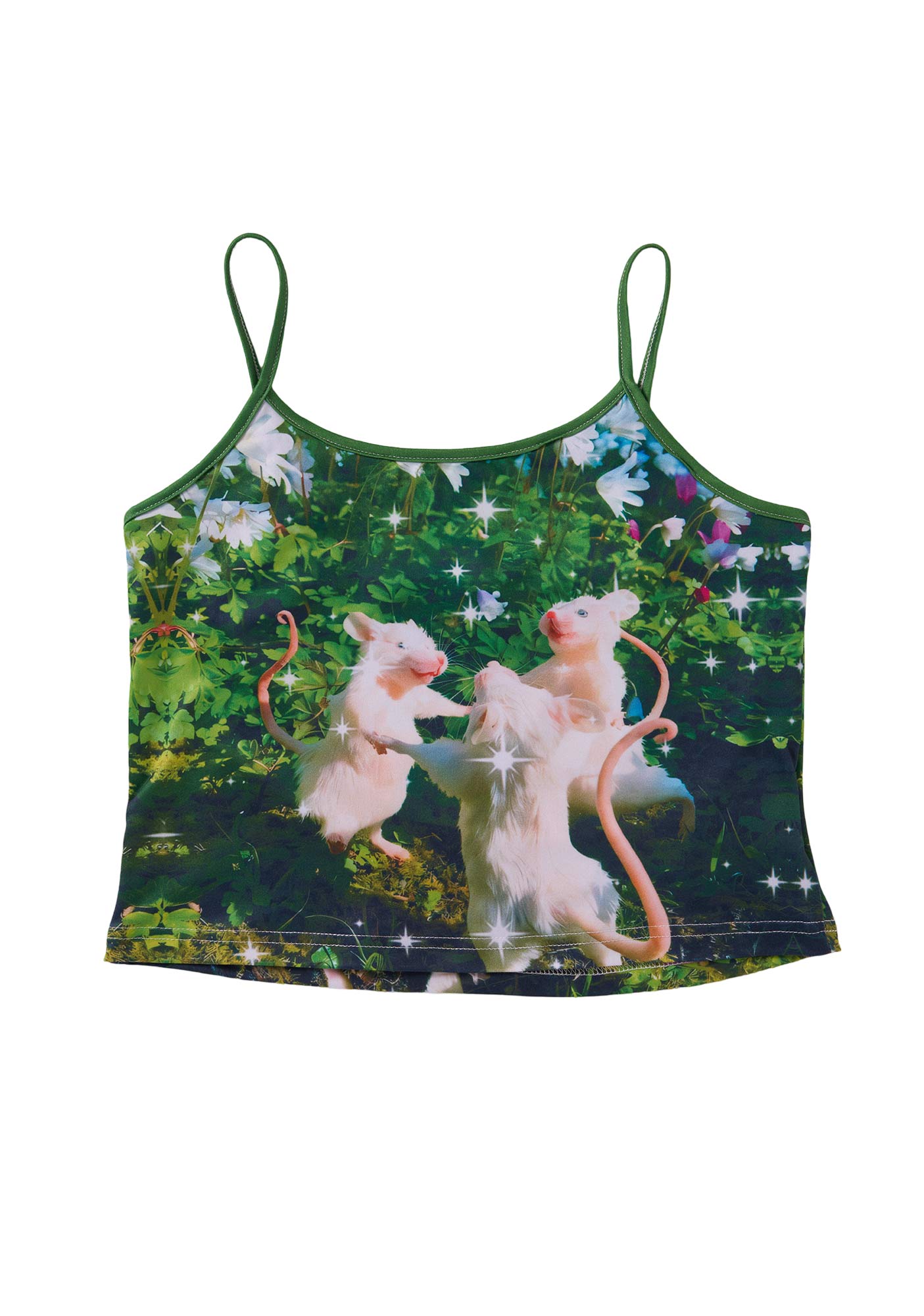 Dancing Rat Y2K Print Cami Crop Top Cherrykitten