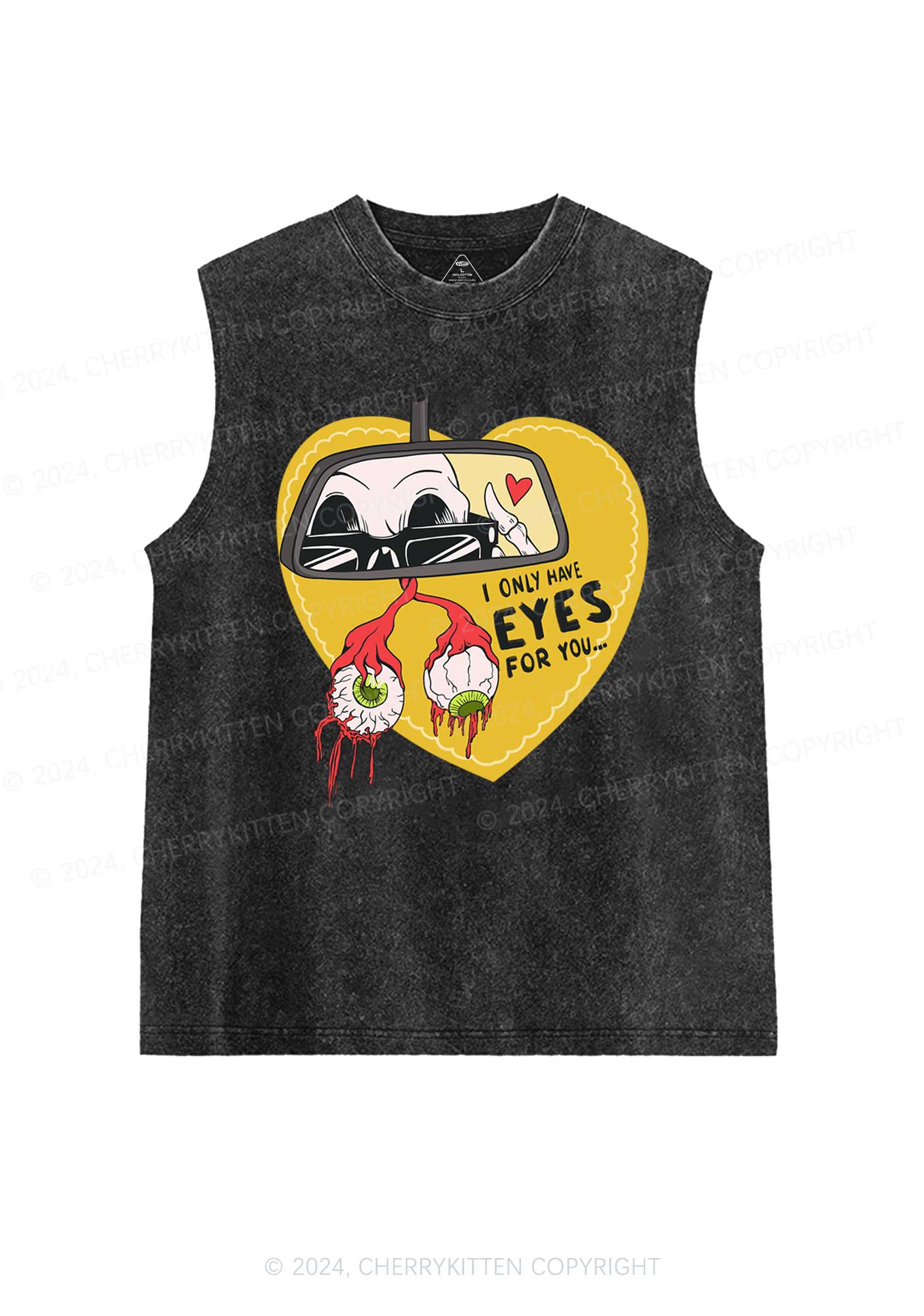 Halloween Eyes For You Y2K Washed Tank Cherrykitten