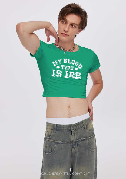 Blood Type Is Ire St Patricks Y2K Baby Tee Cherrykitten