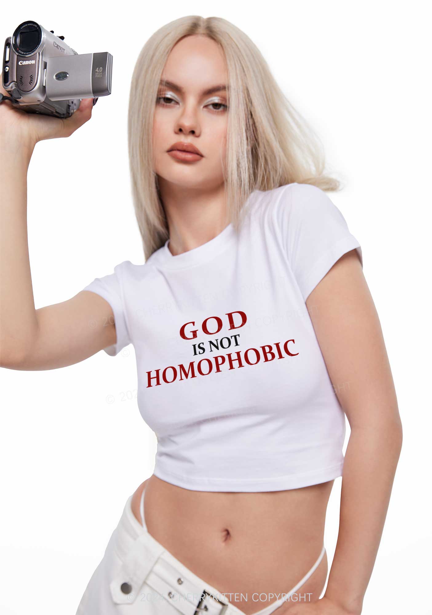 God Is Not Homophobic Y2K Baby Tee Cherrykitten