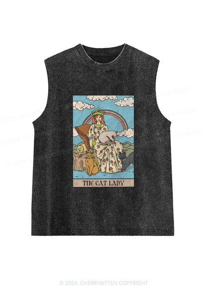 The Cat Lady Y2K Washed Tank Cherrykitten