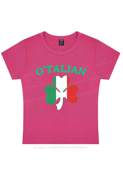 OTalian Shamrock St Patricks Y2K Baby Tee Cherrykitten