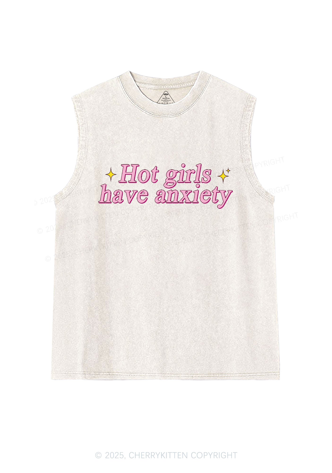 Hot Girls Anxiety Y2K Washed Tank Cherrykitten